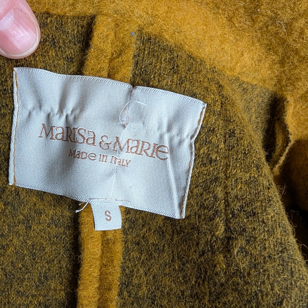 🇮🇹 Beautiful Textured Mustard Yellow Single-Button Blazer Jacket - S - Picture 2 of 12